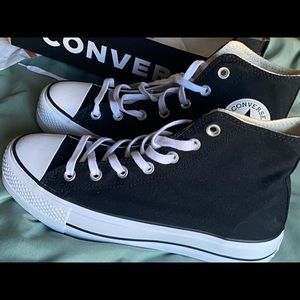 Black converse high top, tick Platform shoes
